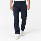Relaxed cotton stretch twill chinos in navy blue, front model view
