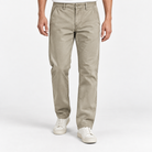Relaxed cotton stretch twill chinos in sand, front model view