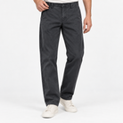 Relaxed cotton stretch twill chinos in dark gray, front model view
