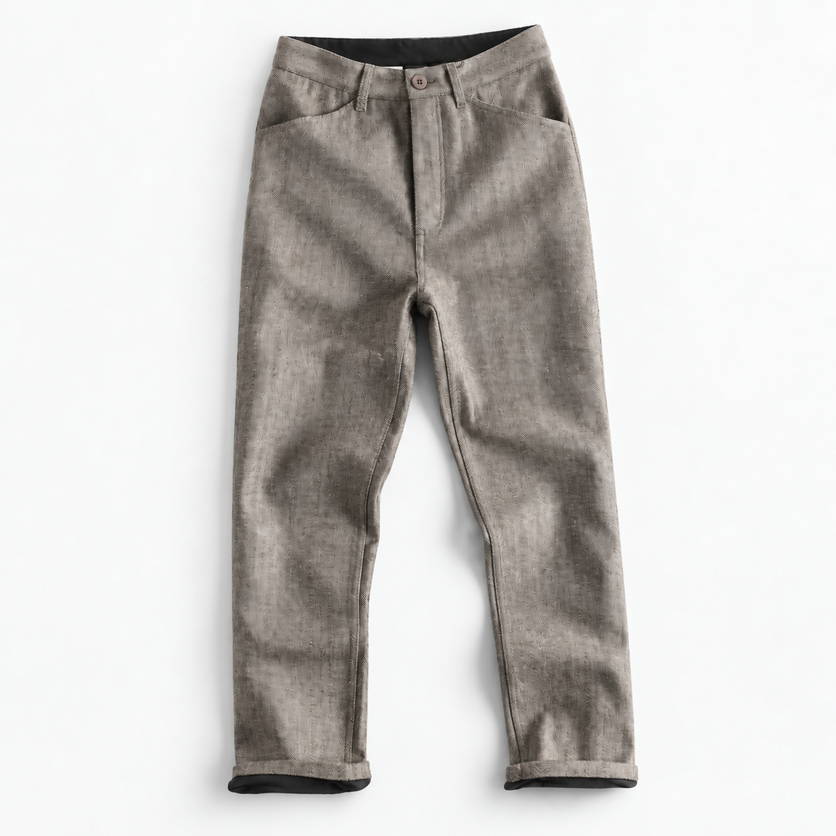Wool blend straight trousers with a button fly in light taupe, product view
