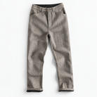 Wool blend straight trousers with a button fly in light taupe, product view
