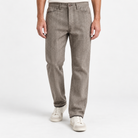 Wool blend straight trousers with a button fly in light taupe, front model view