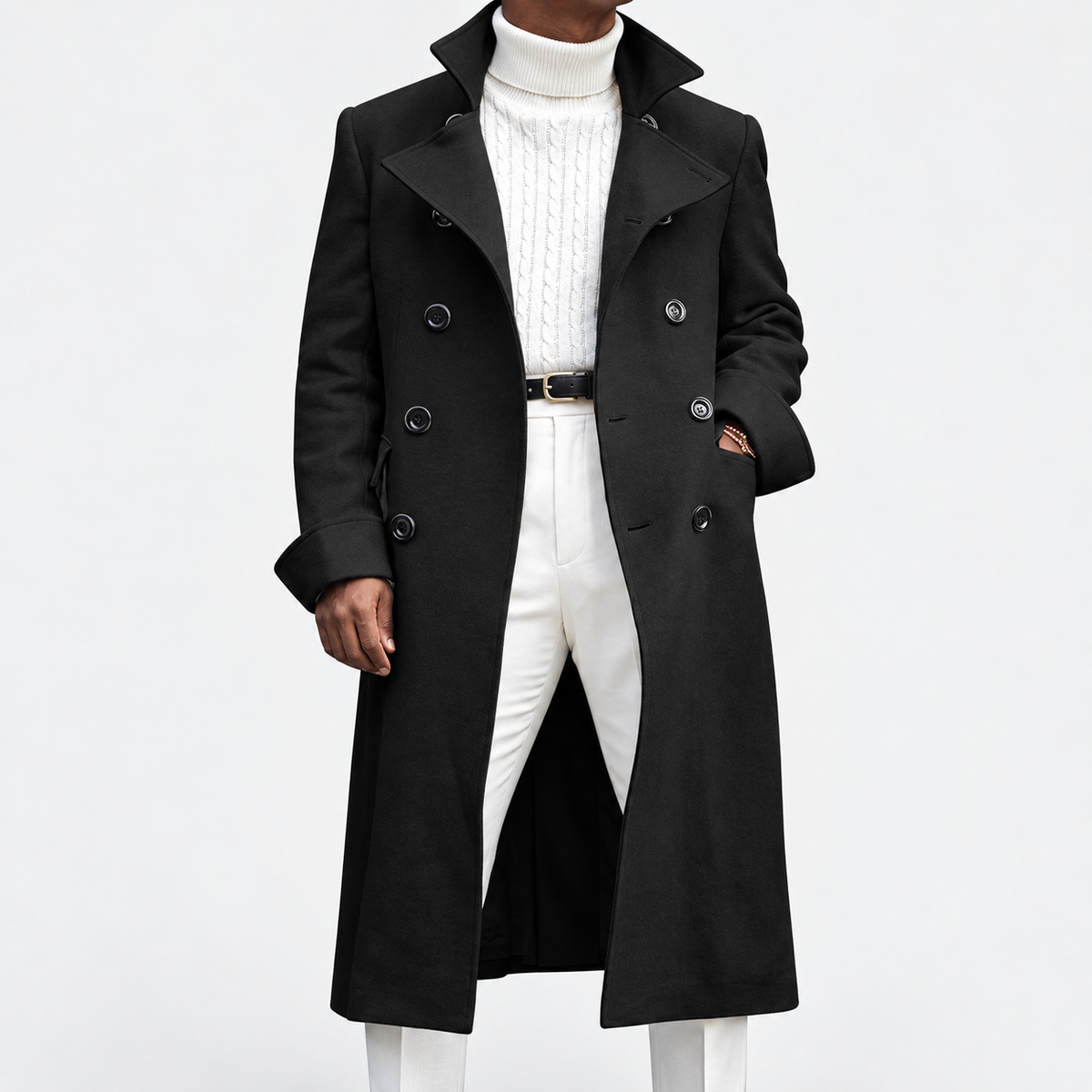 Men's solid autumn coat — Black