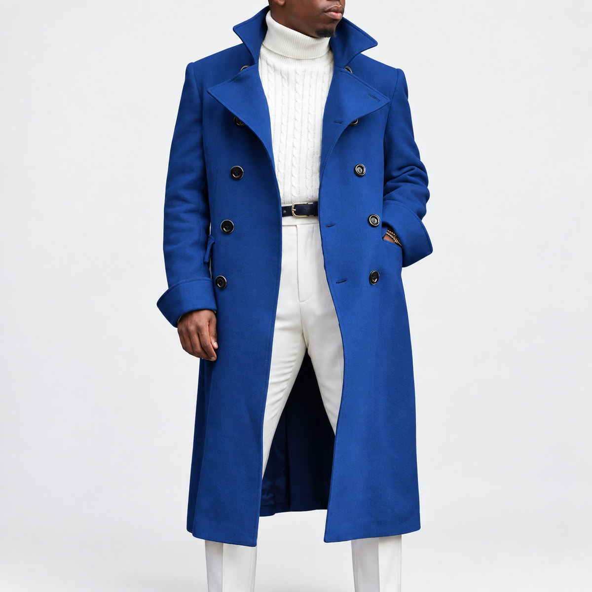 Men's solid autumn coat — Blue