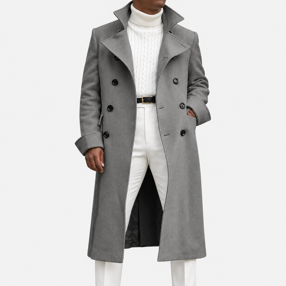 Men's solid autumn coat — Gray
