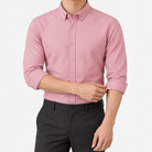 SAFARI cotton long sleeve shirt in pink, front model view