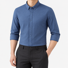 SAFARI cotton long sleeve shirt in blue, front model view