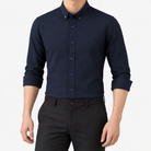 SAFARI cotton long sleeve shirt in dark blue, front model view