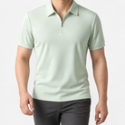 Ramon half-zip polo slim fit stretch t-shirt in light green, front model view