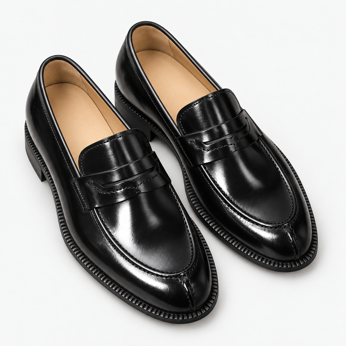 Leonardo shiny genuine leather loafers in black, product-only cover