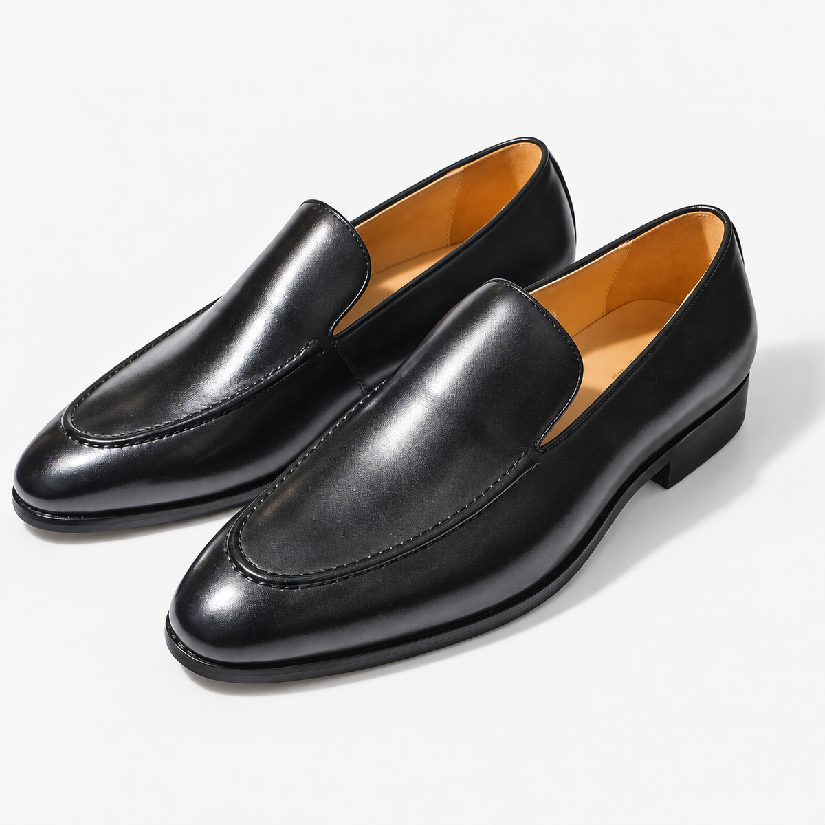 Leonardo pointed toe leather loafers in black, product-only cover