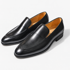 Leonardo pointed toe leather loafers in black, product-only cover