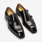 Leonardo double buckle leather shoes in black, product-only cover