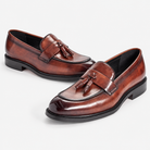 Leonardo classic slip luxury shoes in brown, product-only cover