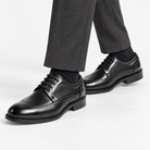 Leonardo formal genuine leather shoes in black, side worn view