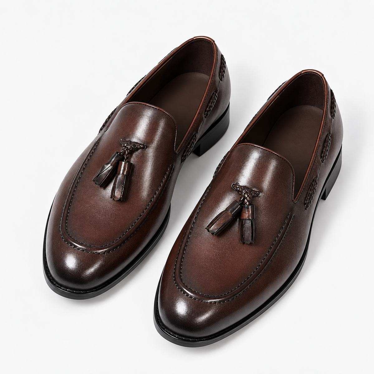Leonardo tassel genuine leather loafers in brown, product-only cover