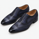 Leonardo genuine leather brogue shoes in gray, product-only cover