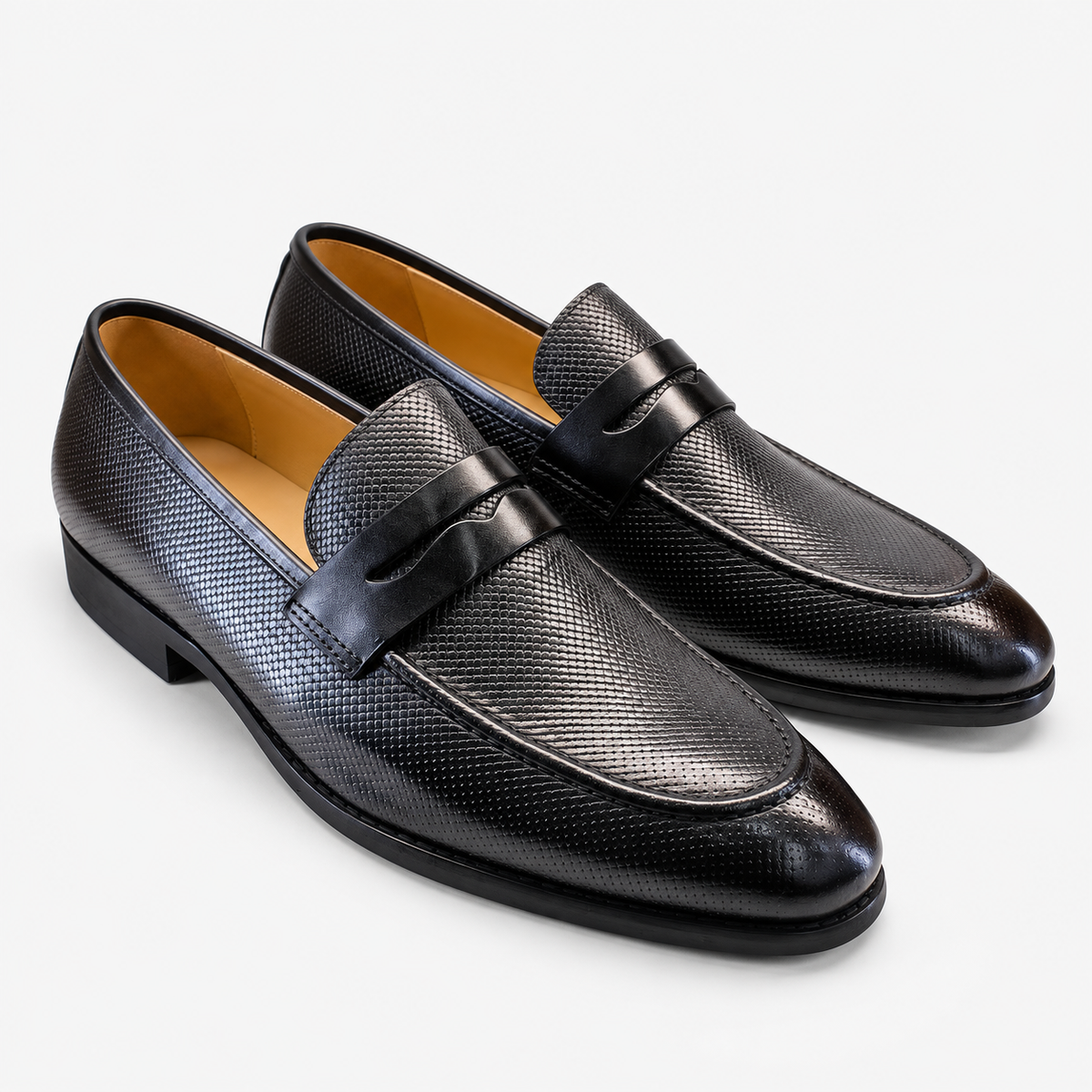 Leonardo genuine leather penny loafers in black, product-only cover