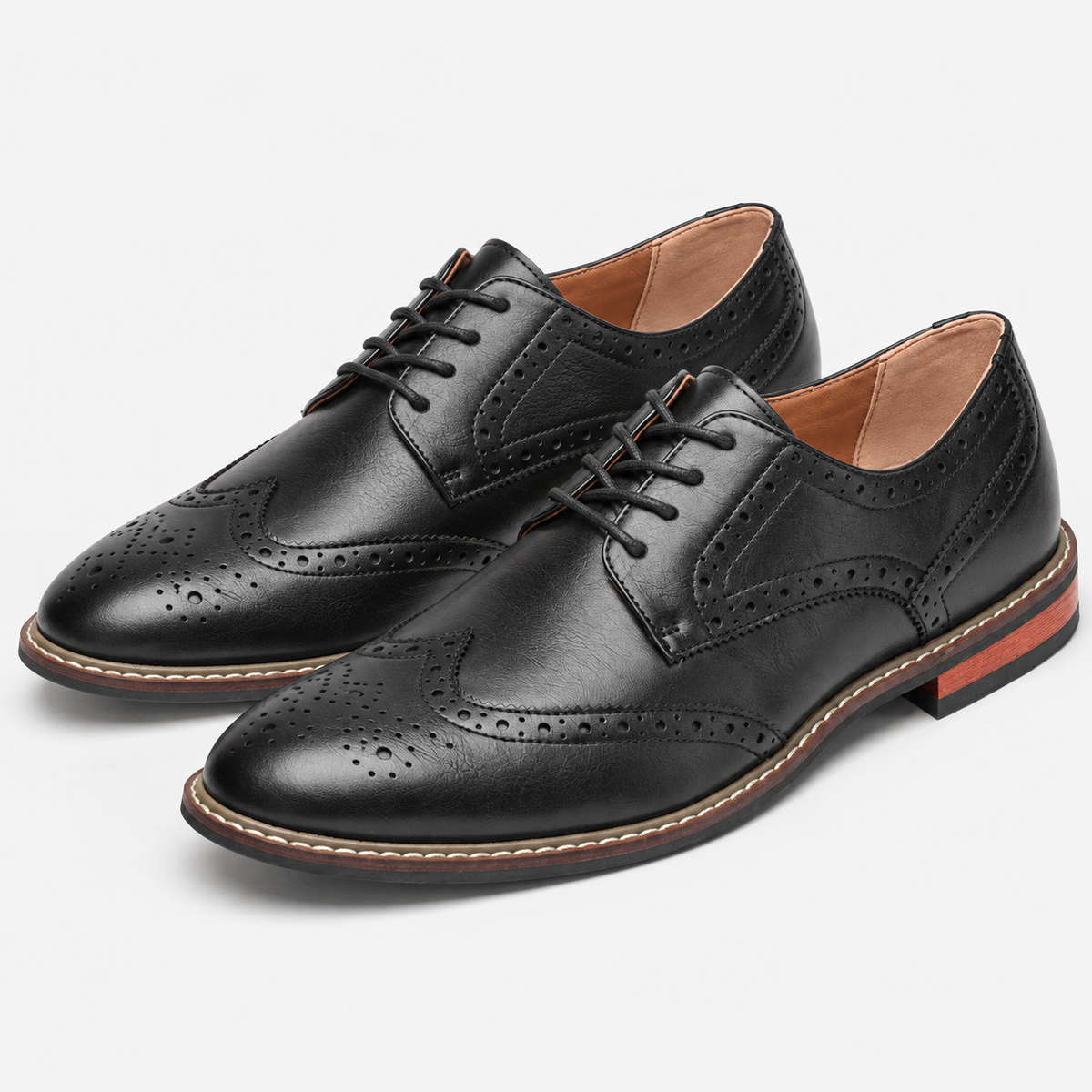 Leonardo stylish brogue elegant shoes in black, product-only cover