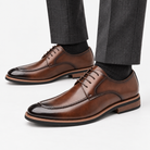 Leonardo oxford elegant shoes in brown, side worn view