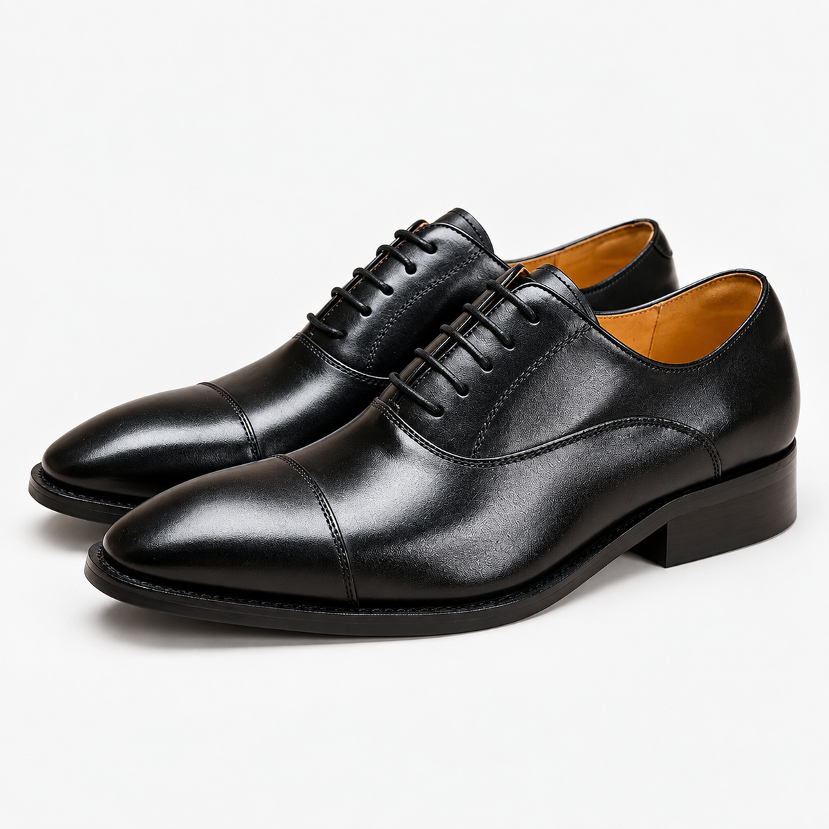 Leonardo oxford genuine leather shoes in black, product-only cover