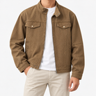 Leonardo pure cotton spring/autumn jacket in khaki, front model view