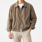 Will retro loose bomber jacket in coffee, front model view