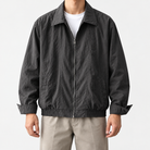 Will retro loose bomber jacket in gray, front model view