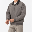 Leonardo spring/autumn bomber jacket in gray green, three-quarter model view