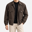 Leonardo classic bomber jacket with pockets in brown, front model view
