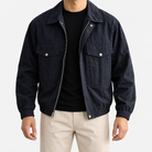 Leonardo classic bomber jacket with pockets in blue, front model view