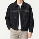Leonardo navy blue cotton classic jacket in black blue, front model view