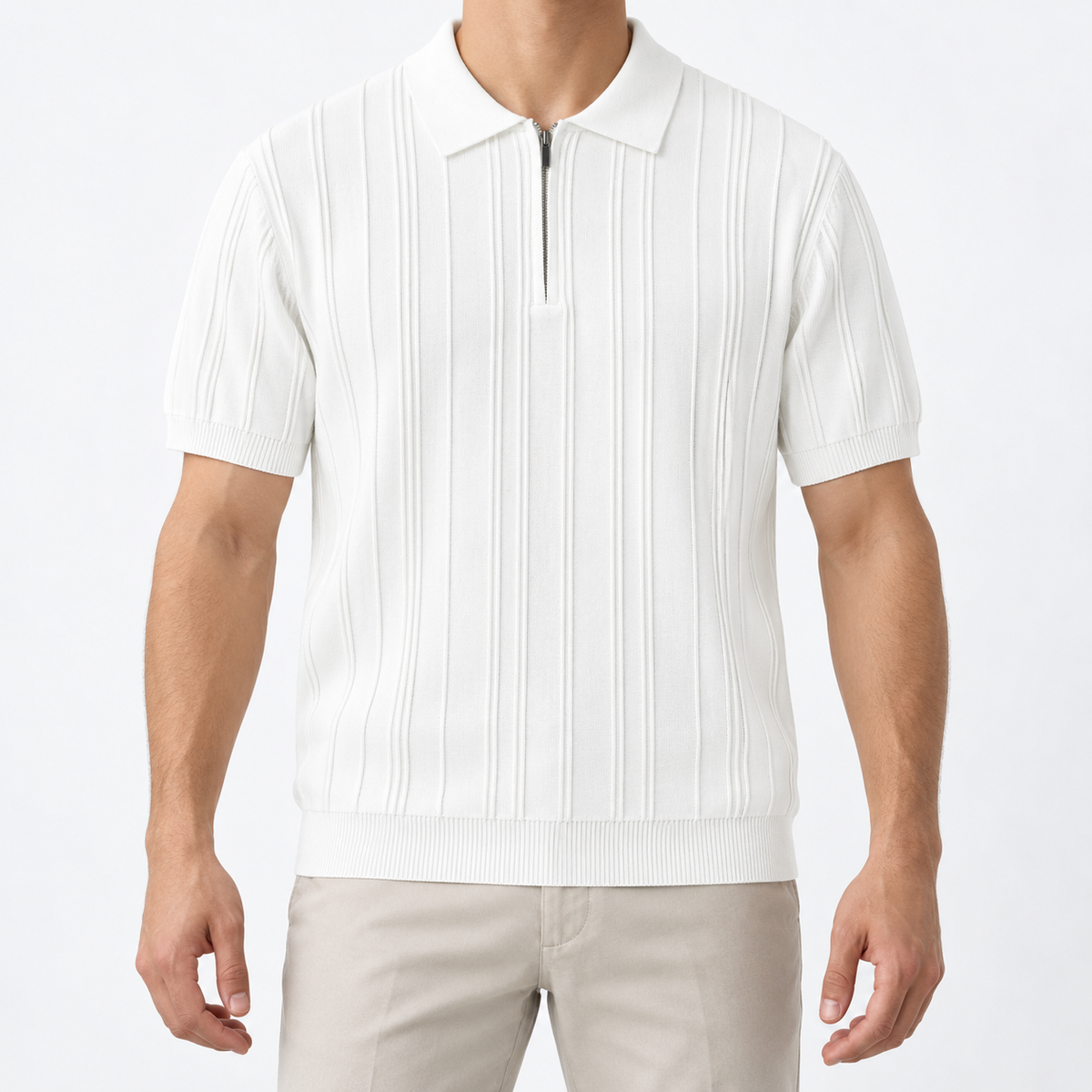 Leonardo summer business polo shirt in white, front model view