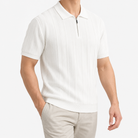 Leonardo summer business polo shirt in white, three-quarter model view