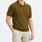 Leonardo summer business polo shirt in coffee, three-quarter model view