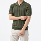 Leonardo summer business polo shirt in army green, three-quarter model view