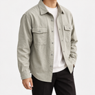Leonardo streetwear gray jacket in light gray, three-quarter model view
