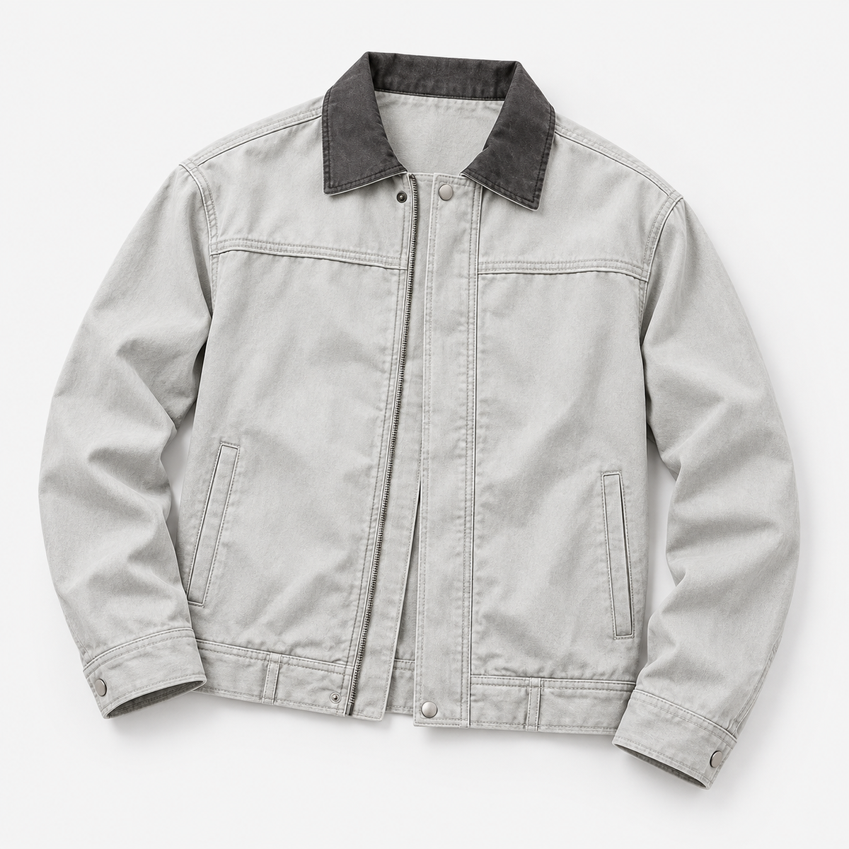 Leonardo american washed cotton jacket in white gray, product-only cover