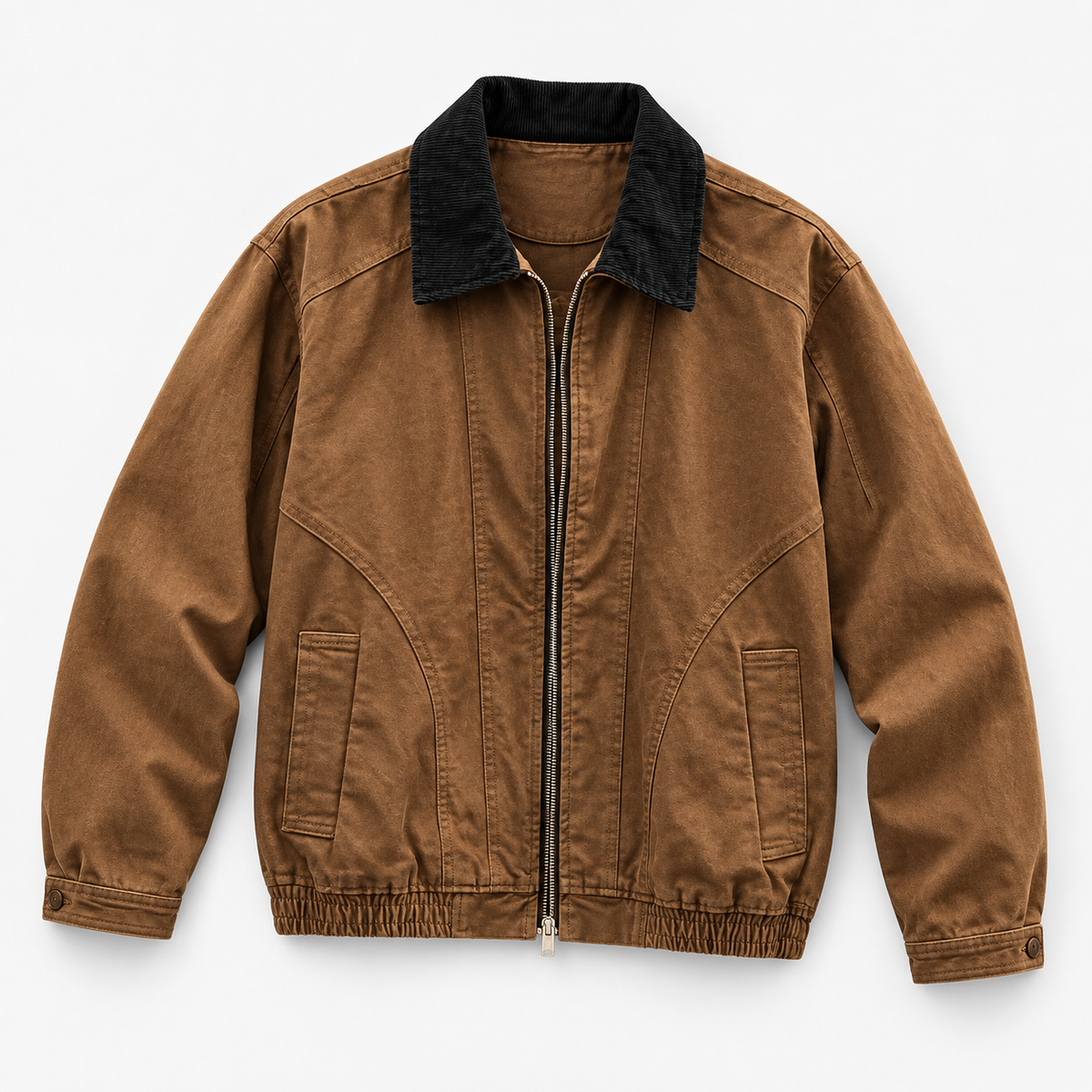 Leonardo cotton jacket with high-contrast collar in brown, product-only cover