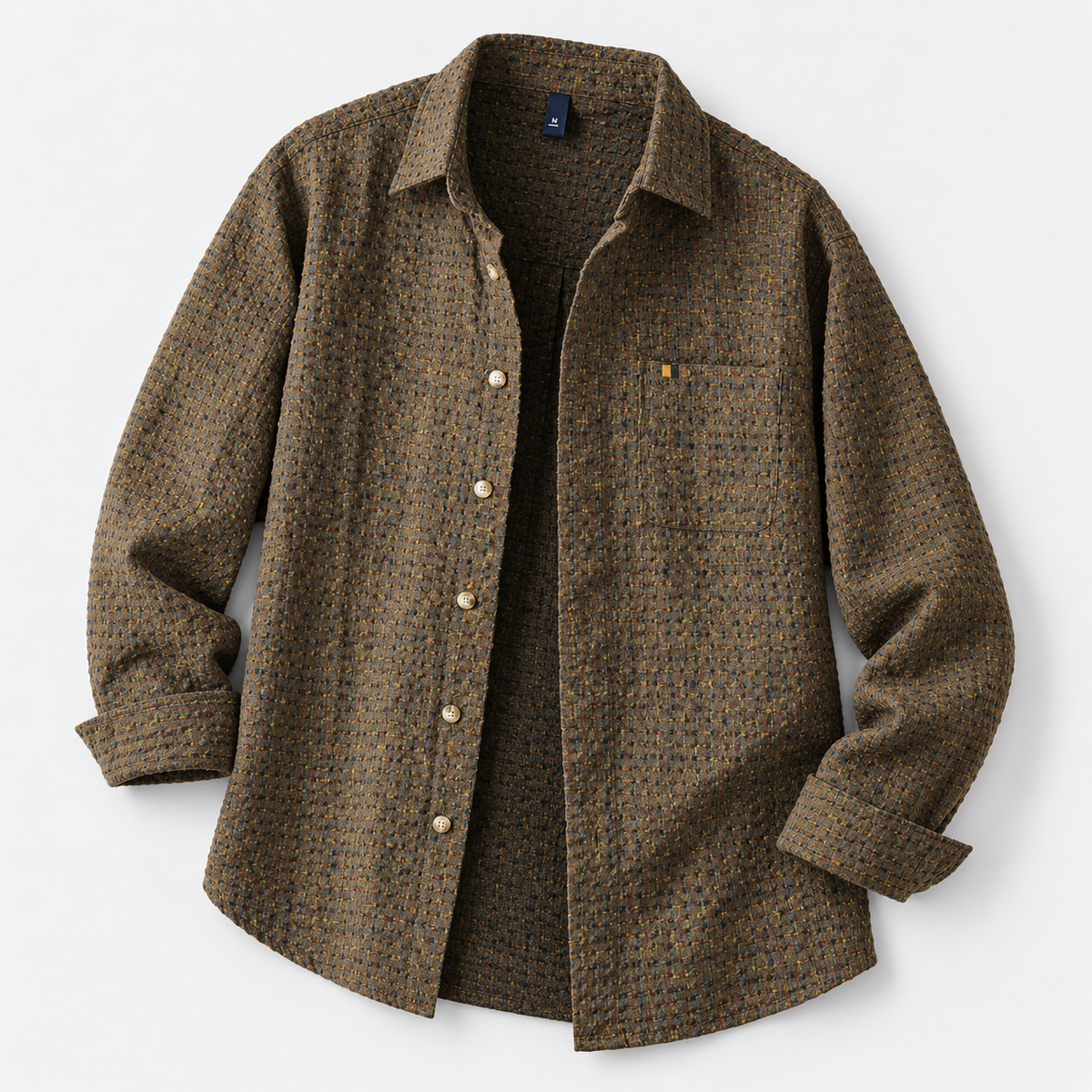 Leonardo plaid classic overshirt in coffee, product-only cover
