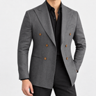 Leo soft slim fit blazer in dark grey, side worn view