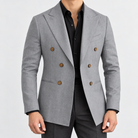 Leo soft slim fit blazer in gray, front worn view