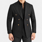 Leo soft slim fit blazer in black, front worn view