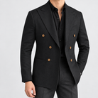 Leo soft slim fit blazer in black, side worn view