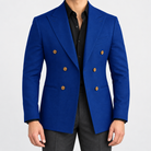 Leo soft slim fit blazer in royal blue, front worn view