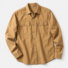 Leo 100% cotton retro utility shirt in khaki, product-only cover