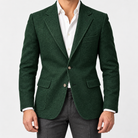 Leo slim fit elegant suit blazer in green, front worn view