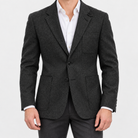 Leo slim fit elegant suit blazer in black-1, front worn view