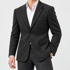 Leo slim fit elegant suit blazer in black-1, side worn view