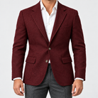 Leo slim fit elegant suit blazer in burgundy-1, front worn view